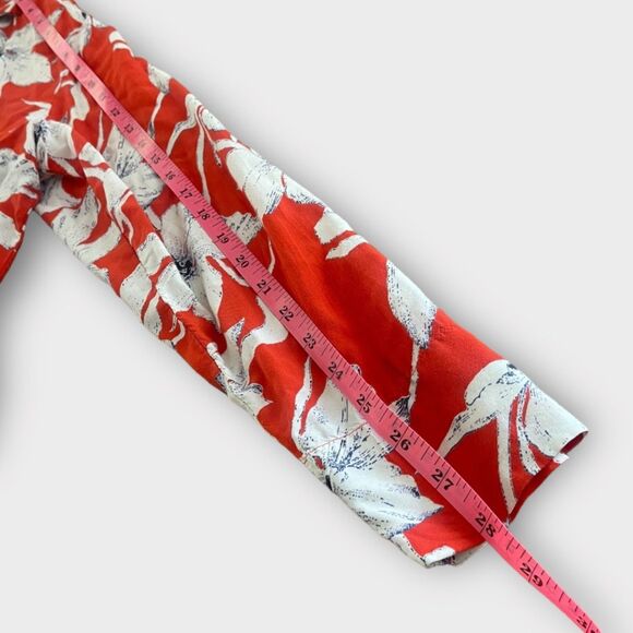 Vero Moda 1987 Red White Floral Button-Up Blouse Size M Vintage Style Shirt - Picture 8 of 8